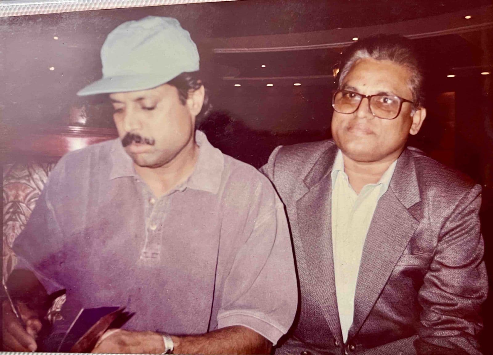 World Cup Memories: Kapil Dev (1980s - 1990s) - Chairman Ahmed Ali Khan with India’s 1983 World Cup winning captain Kapil Dev. | MF.Khan Heritage Archives Visakhapatnam