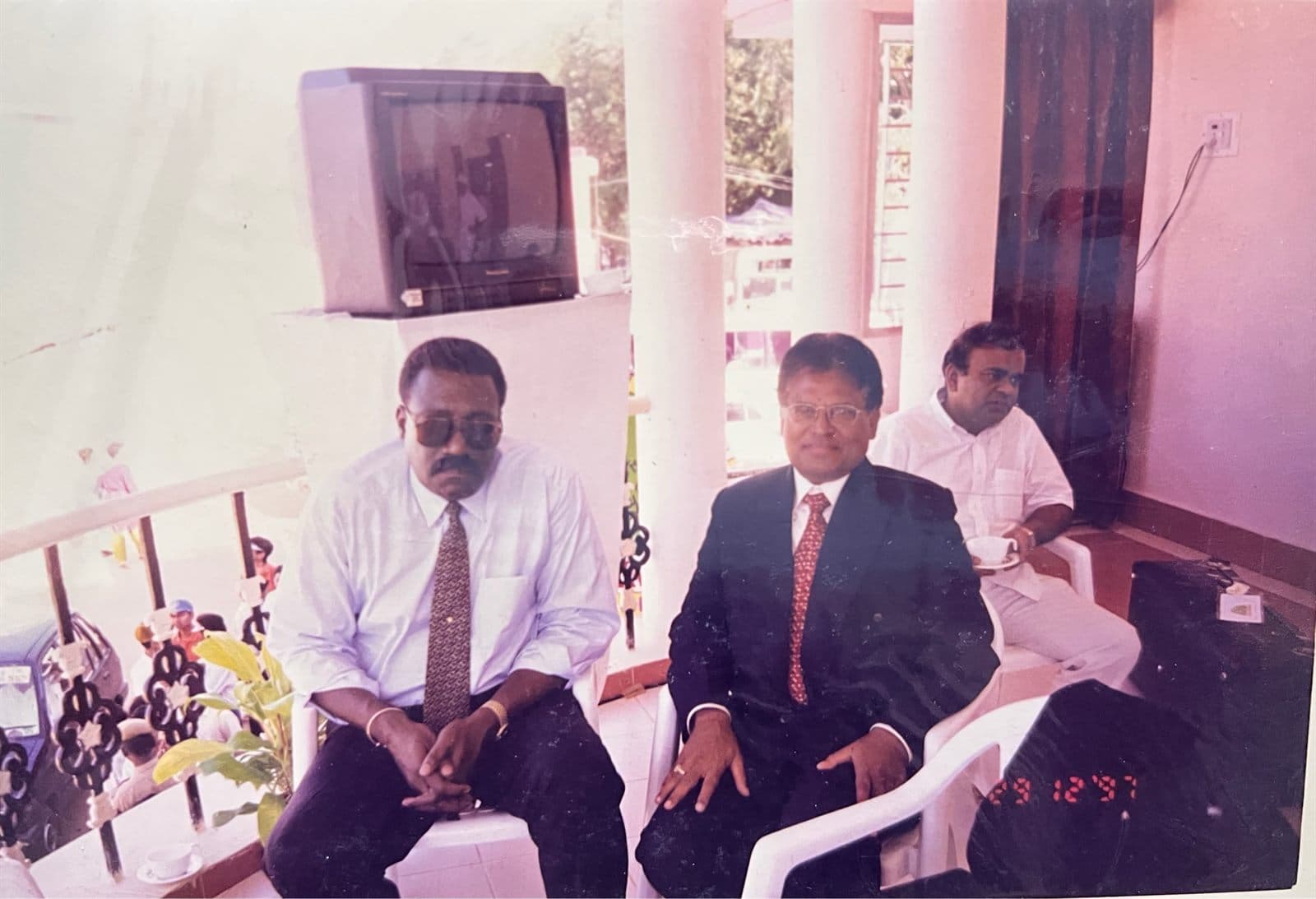 World Cup Legend: Sir Clive Lloyd & Chairman Ahmed Ali Khan (1990s) - Chairman Mohammed Ahmed Ali Khan hosting West Indies cricket icon Sir Clive Lloyd — who captained the West Indies to victory in the 1975 and 1979 ICC Cricket World Cups. | MF.Khan Heritage Archives Visakhapatnam