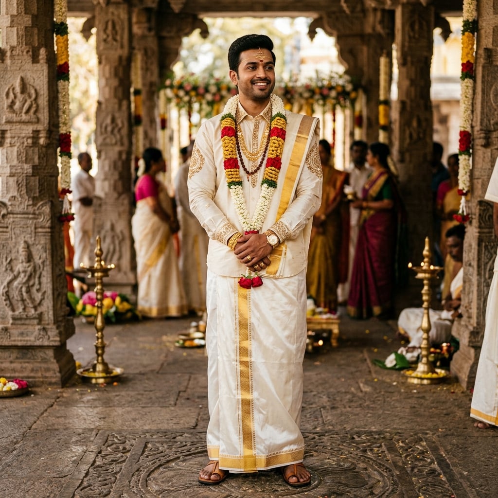 Pattu-Dhoti - Luxury Wedding Menswear MF Khan International Visakhapatnam
